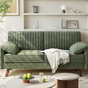 64.5" Loveseat Sofa, Chenille Loveseat Couch for Living Room, Green 23.2" Deep Seat Love seat with Padded Arms, Comfy Modern Small Couches for Bedroom, Small Spaces, Dorms, Office, Apartment - Image 9