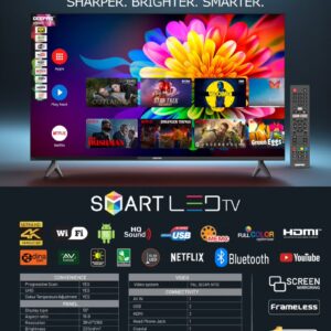 GEEPAS 50-inch 4K Ultra HD LED TV Android Powered Smart TV | Advanced HQ Sound with Remote Control, Multiple Ports like HDMI, USB, AV-IN, Headphone Jack | Wi-Fi, Screen Mirroring, Slim and Frameless Design | GLED5028SEFHD Black GLED5028SEFHD Black - Image 2