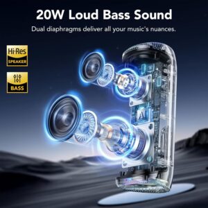 Portable Bluetooth Speaker with Battery Level Display, Powerful Sound Wireless Speaker: Deep Bass, BT 5.4, 20H Playtime, 7 RGB Modes, IPX7 Waterproof, TWS Pairing, Beach/Vacation Essentials（Black） - Image 2