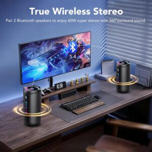 Portable Bluetooth Speaker with Battery Level Display, Powerful Sound Wireless Speaker: Deep Bass, BT 5.4, 20H Playtime, 7 RGB Modes, IPX7 Waterproof, TWS Pairing, Beach/Vacation Essentials（Black） - Image 4