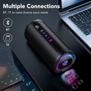 Portable Bluetooth Speaker with Battery Level Display, Powerful Sound Wireless Speaker: Deep Bass, BT 5.4, 20H Playtime, 7 RGB Modes, IPX7 Waterproof, TWS Pairing, Beach/Vacation Essentials（Black） - Image 6