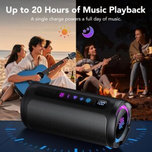 Portable Bluetooth Speaker with Battery Level Display, Powerful Sound Wireless Speaker: Deep Bass, BT 5.4, 20H Playtime, 7 RGB Modes, IPX7 Waterproof, TWS Pairing, Beach/Vacation Essentials（Black） - Image 7