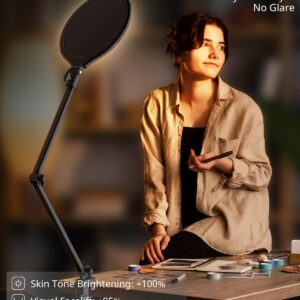 UBeesize 10" Key Light for Streaming, Desk Ring Light with Adjustable Arm, Zoom Lighting for Home Office, Gaming, Podcast, Video Calls, and Recording - Image 3