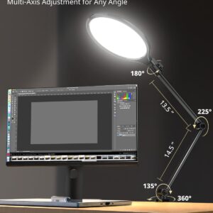 UBeesize 10" Key Light for Streaming, Desk Ring Light with Adjustable Arm, Zoom Lighting for Home Office, Gaming, Podcast, Video Calls, and Recording - Image 5