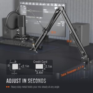 FIFINE T669 Studio Condenser USB Microphone for Recording Podcasting Computer Microphone Kit for Voice Overs, Adjustable Boom Arm Stand, Shock Mount for Vocal, Instruments, Gaming, Streaming - Image 7