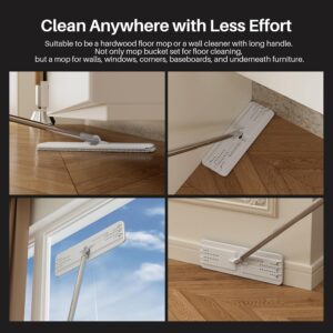 JOYMOOP Wall Mop and Bucket Set, Hands-Free Flat Floor Mop with 3 Washable Microfiber Pads, Wet and Dry Use, Ideal for Home and Commercial Floor Cleaning - Image 6