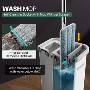 JOYMOOP Wall Mop and Bucket Set, Hands-Free Flat Floor Mop with 3 Washable Microfiber Pads, Wet and Dry Use, Ideal for Home and Commercial Floor Cleaning - Image 8