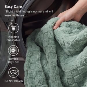 Bedsure Checkered Fleece Throw Blanket,Cute Home Decor,Sage Green,50"×60" Couch/Sofa/Bed/Office, Lightweight Design, Soft Cozy Cute，All Season, Gifts for Women Girls, Bedroom Home Decor - Image 3