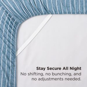 Bedsure Striped Sheets King Size-Imitation Cotton Fits Up to 16" Mattress Jacquard Dobby Striped, Breathable, Lightweight and Easy Care Bedsheet & Pillowcases, Gifts for Kids,Women,Men,Dark Blue - Image 4