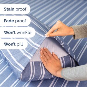 Queen 6 Piece Bed Sheet Set - Breathable & Cooling Sheets - Blue Stripes Ultra-Soft Hotel Luxury Bedding Set w/ 8-16 Inch Deep Pockets, 1 Flat & 1 Fitted Sheet & 4 Pillowcases, Wrinkle & Fade Free Visit the CGK Unlimited Store - Image 4