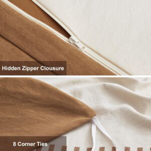 Boho King Duvet Cover Set, Beige & Terracotta, 3 Pieces Western Geometric Tufted Bedding Set, Durable Ultra Soft Microfiber, Zipper Closure & 8 Corner Ties, All Season Comfort - Image 4