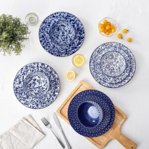 vancasso SELENE Plates and Bowls Set for 4, 12 Pieces Dinnerware Sets, Mircowave and Dishwasher Safe Dishes Set, Porcelain Blue Dinnerware - Image 8