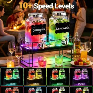 Drink Dispensers for Parties, 2 Pack 1 Gallon Glass Jars with LED Stand 3 Filtered Spigots for Lemonade, Juice, Punch & Beverages, 30+ Lighting Effects, Party-Ready for Wedding, Picnic, BBQ, Buffet - Image 4