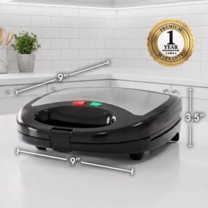 OVENTE 3 in 1 Electric Sandwich Maker, 750W Non-Stick Plates, Black GPI302B Panini Press Grill and Waffle Iron Removable Set , Perfect for Grilled Cheese, Tuna Melts, Burgers, Steaks and Snacks - Image 10