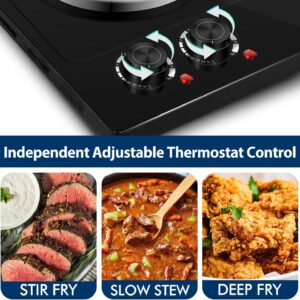 CUSIMAX Hot Plate, 1800W Electric Burner Double Hot Plate for Cooking,Black Countertop Burner with Adjustable Temperature Control, Portable Electric Cast Iron Hot Plates Cooktop, Easy to Clean - Image 5