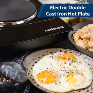 CUSIMAX Hot Plate, 1800W Electric Burner Double Hot Plate for Cooking,Black Countertop Burner with Adjustable Temperature Control, Portable Electric Cast Iron Hot Plates Cooktop, Easy to Clean - Image 7