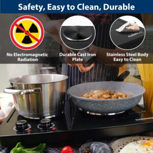 CUSIMAX Hot Plate, 1800W Electric Burner Double Hot Plate for Cooking,Black Countertop Burner with Adjustable Temperature Control, Portable Electric Cast Iron Hot Plates Cooktop, Easy to Clean - Image 8