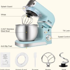 Kitchen in the box Stand Mixer,3.2Qt Small Electric Food Mixer,6 Speeds Portable Lightweight Kitchen Mixer for Daily Use with Egg Whisk,Dough Hook,Flat Beater - Image 4