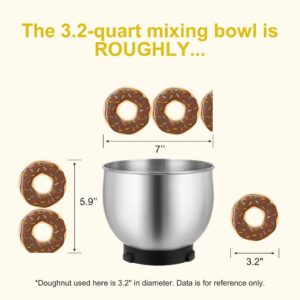 Kitchen in the box Stand Mixer,3.2Qt Small Electric Food Mixer,6 Speeds Portable Lightweight Kitchen Mixer for Daily Use with Egg Whisk,Dough Hook,Flat Beater - Image 7