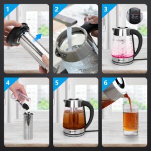 Aigostar Electric Kettle with Temperature Control and Tea Infuser 1500W, 1.7L Hot Water Kettle with Variable Temperature, Keep Warm Function, LED Indicator Light Change, Auto Shut-Off - Image 3