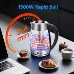 Aigostar Electric Kettle with Temperature Control and Tea Infuser 1500W, 1.7L Hot Water Kettle with Variable Temperature, Keep Warm Function, LED Indicator Light Change, Auto Shut-Off - Image 4