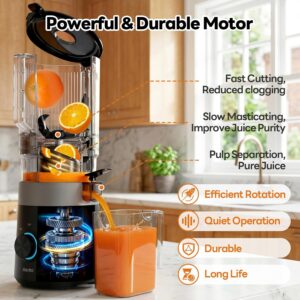 Aeitto 3-in-1 Juicer Machines, 6.0" Wide Mouth Hopper, Easy to Clean Juice, Sorbet & Nut Milk | With Recipe Cold Press Juicer | 100oz Capacity | Easy to Assembly & Reverse Function | With Pusher - Image 3