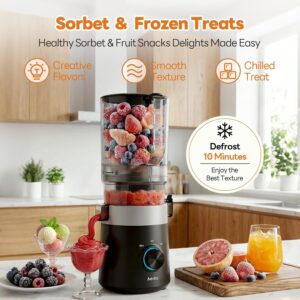 Aeitto 3-in-1 Juicer Machines, 6.0" Wide Mouth Hopper, Easy to Clean Juice, Sorbet & Nut Milk | With Recipe Cold Press Juicer | 100oz Capacity | Easy to Assembly & Reverse Function | With Pusher - Image 5