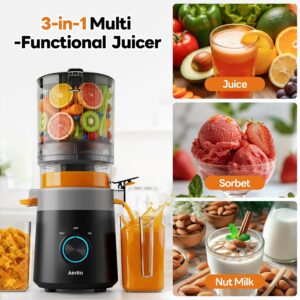 Aeitto 3-in-1 Juicer Machines, 6.0" Wide Mouth Hopper, Easy to Clean Juice, Sorbet & Nut Milk | With Recipe Cold Press Juicer | 100oz Capacity | Easy to Assembly & Reverse Function | With Pusher - Image 7