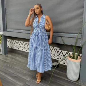 Long Dress Women Dresses A Line Vestidos Y2k Streetwear Sleeveless Turn Down Collar Elegant Splice Party Night Work 2026 Summer - Image 4