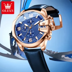 OLEVS Luxury Men Quartz Watch Big Dial Wristwatch Waterproof Luminous Date Sport Business Male Clock Relogio Masculino Gift 2978 - Image 2