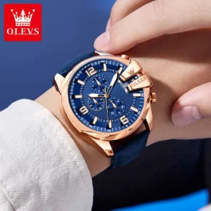OLEVS Luxury Men Quartz Watch Big Dial Wristwatch Waterproof Luminous Date Sport Business Male Clock Relogio Masculino Gift 2978 - Image 4