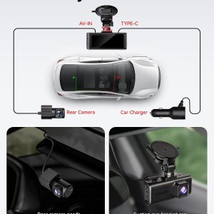 REDTIGER 4K STARVIS 2 Dashcam Front Rear, 5GHz WiFi 20MB/s, Free 128GB Card Voice Control, Touch Screen, GPS, Loop Recording, Parking Mode, Audio Recording, WDR Night Vision, Supercapacitor(F7N Touch) - Image 2
