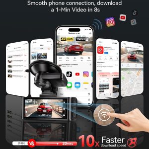 REDTIGER 4K STARVIS 2 Dashcam Front Rear, 5GHz WiFi 20MB/s, Free 128GB Card Voice Control, Touch Screen, GPS, Loop Recording, Parking Mode, Audio Recording, WDR Night Vision, Supercapacitor(F7N Touch) - Image 6
