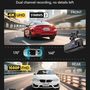 REDTIGER 4K STARVIS 2 Dashcam Front Rear, 5GHz WiFi 20MB/s, Free 128GB Card Voice Control, Touch Screen, GPS, Loop Recording, Parking Mode, Audio Recording, WDR Night Vision, Supercapacitor(F7N Touch) - Image 9