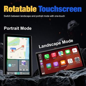 Carplay Screen for Car, 7 inch Wireless Carplay & Android Auto（Black） Portable Touchscreen car play with Mirror Link，Bluetooth，Voice Control，Map Navigation，FM Transmit，Plug-and-Play car stereo - Image 3