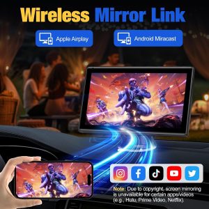 Carplay Screen for Car, 7 inch Wireless Carplay & Android Auto（Black） Portable Touchscreen car play with Mirror Link，Bluetooth，Voice Control，Map Navigation，FM Transmit，Plug-and-Play car stereo - Image 4