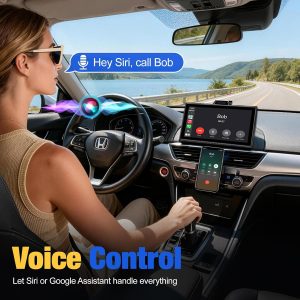 Carplay Screen for Car, 7 inch Wireless Carplay & Android Auto（Black） Portable Touchscreen car play with Mirror Link，Bluetooth，Voice Control，Map Navigation，FM Transmit，Plug-and-Play car stereo - Image 5