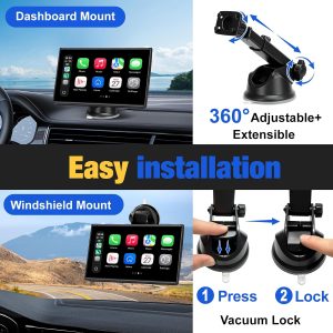 Carplay Screen for Car, 7 inch Wireless Carplay & Android Auto（Black） Portable Touchscreen car play with Mirror Link，Bluetooth，Voice Control，Map Navigation，FM Transmit，Plug-and-Play car stereo - Image 7