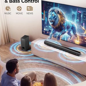 Soundbar with Subwoofer for TV, Home Theater Bluetooth 5.3 Speaker System with 2 Wireless Karaoke Mics, Surround Sound Audio with HDMI ARC, Optical, AUX, USB for Movie, Music, Family Party(Peak 260W) - Image 6