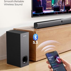 Soundbar with Subwoofer for TV, Home Theater Bluetooth 5.3 Speaker System with 2 Wireless Karaoke Mics, Surround Sound Audio with HDMI ARC, Optical, AUX, USB for Movie, Music, Family Party(Peak 260W) - Image 5
