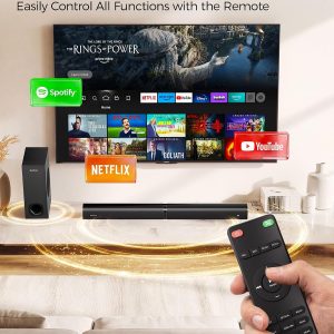 Soundbar with Subwoofer for TV, Home Theater Bluetooth 5.3 Speaker System with 2 Wireless Karaoke Mics, Surround Sound Audio with HDMI ARC, Optical, AUX, USB for Movie, Music, Family Party(Peak 260W) - Image 3