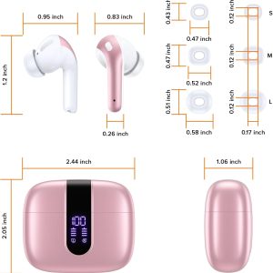 TAGRY Bluetooth Headphones True Wireless Earbuds 60H Playback LED Power Display Earphones with Wireless Charging Case IPX5 Waterproof in-Ear Ear buds with Mic for TV Smart Phone Laptop Computer Sports - Image 2