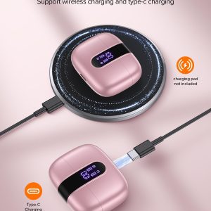 TAGRY Bluetooth Headphones True Wireless Earbuds 60H Playback LED Power Display Earphones with Wireless Charging Case IPX5 Waterproof in-Ear Ear buds with Mic for TV Smart Phone Laptop Computer Sports - Image 4