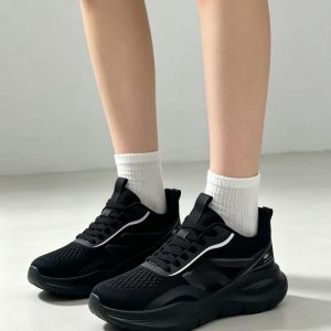 Breathable knitted running shoes lace-up lightweight platform sports shoes non-slip casual sports walking shoes - Image 5