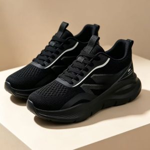 Breathable knitted running shoes lace-up lightweight platform sports shoes non-slip casual sports walking shoes - Image 6