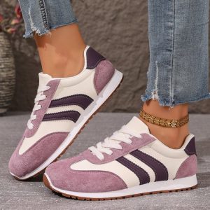 New 2026 Large Size Cross Band Color Block Running Shoes Lightweight Slip-On Sports Sneakers Comfortable Round Toe Rubber Sole - Image 4