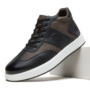 Men Winter Fleece‑Lined High Top Boots, Color Block Side Zipper Thick Sole Oxford Boots, Non‑Slip Wear‑Resistant Warm Lightweigh - Image 2