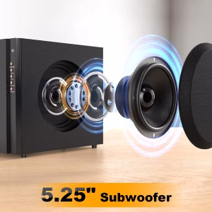 Bobtot Home Theater Systems with 5.25 inch Subwoofer, 600 Watts Peak 5.1 Wired Satellite Surround Sound Speakers, Deep Bass Audio Stereo System with FM Radio Bluetooth AUX DVD USB SD Input - Image 7