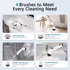 Electric Spin Scrubber, Cordless Cleaning Brush for Bathroom,Home IPX7 waterproof power scrubber with LCD display, multi heads, extendable handle, 90min runtime for bathroom kitchen glass car - Image 3