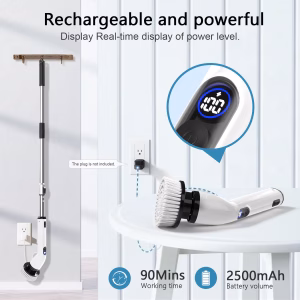 Electric Spin Scrubber, Cordless Cleaning Brush for Bathroom,Home IPX7 waterproof power scrubber with LCD display, multi heads, extendable handle, 90min runtime for bathroom kitchen glass car - Image 5